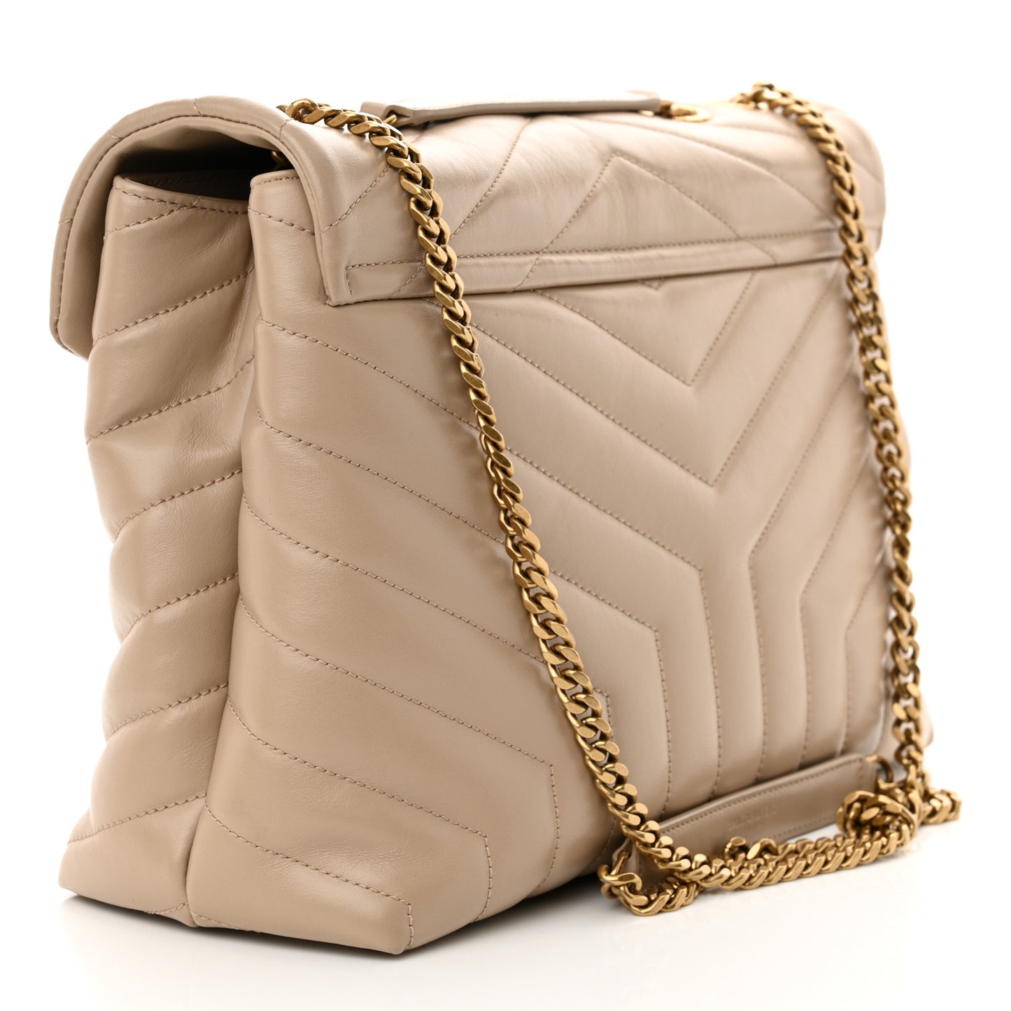 Calfskin Y Quilted Monogram Medium Loulou Chain Satchel Dark Beige