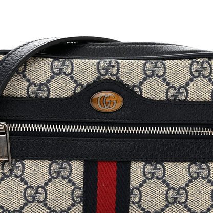 Gucci GG Supreme Monogram Textured Dollar Calfskin Web Mini Ophidia Shoulder Bag Beige Blue 8 of 10