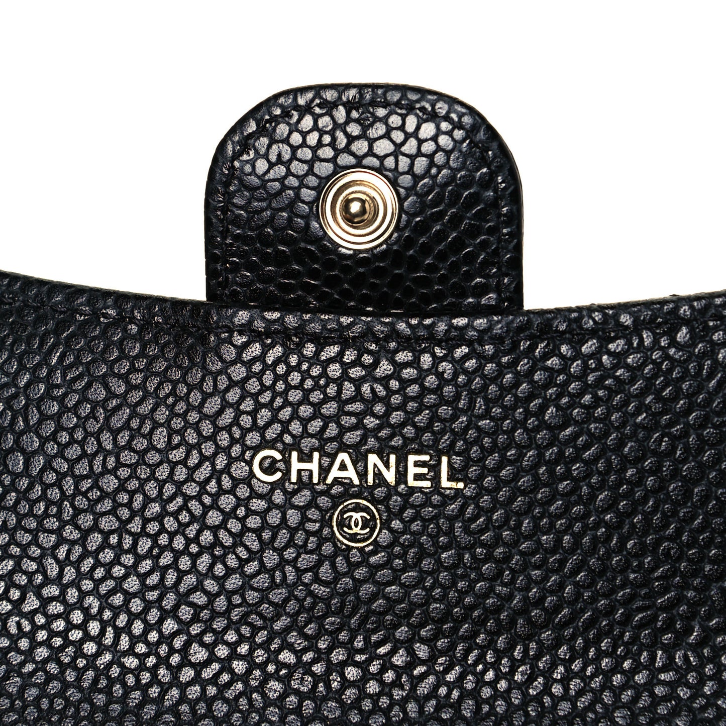 Caviar Quilted Flap Card Holder Wallet Black