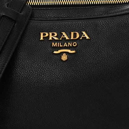 Prada Vitello Daino Medium Double Zip Shoulder Bag Black 10 of 12