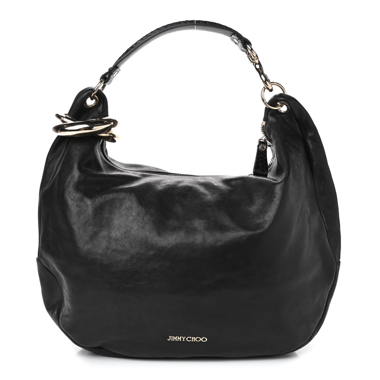 Jimmy Choo Deerskin Snakeskin Solar Hobo Black 1 of 6
