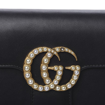 Gucci Calfskin Pearly GG Marmont Clutch Black 8 of 10