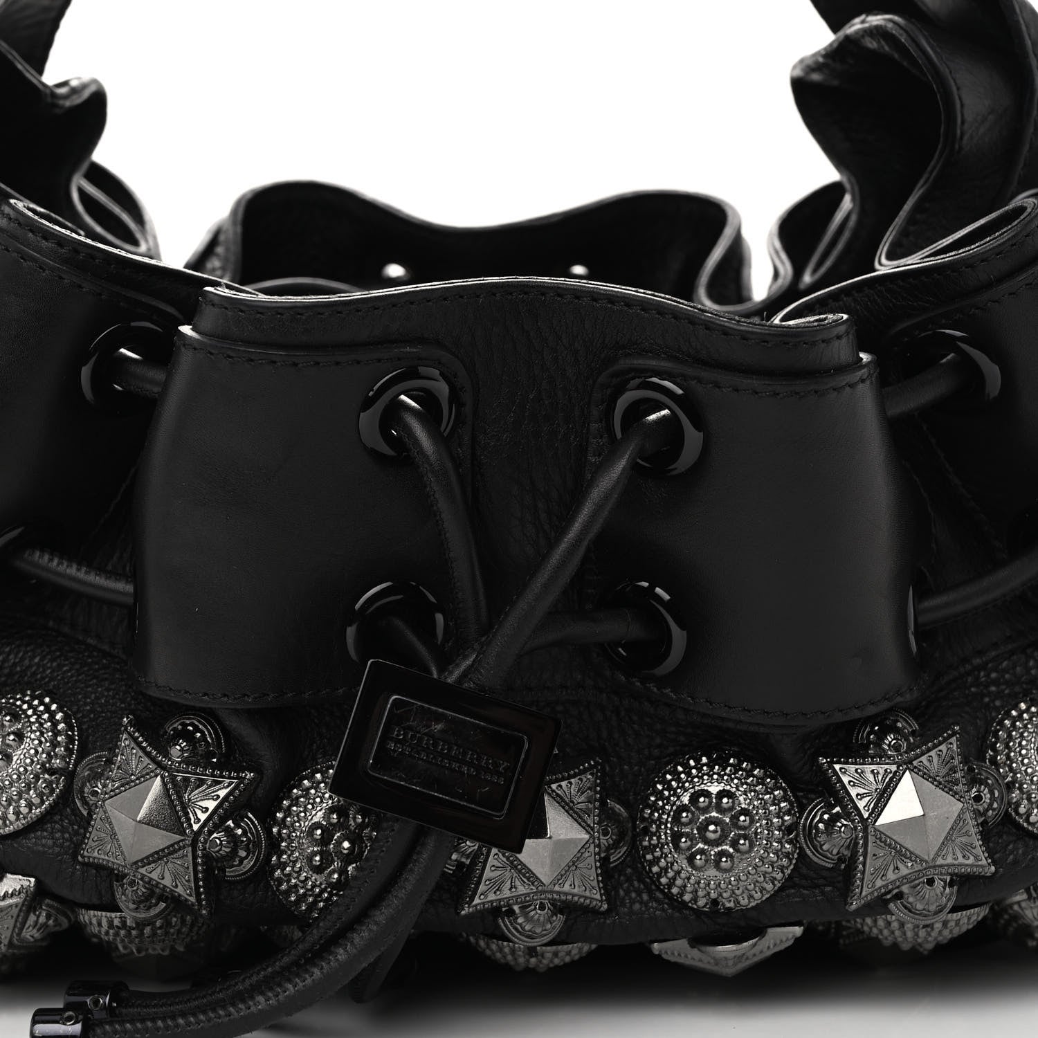 Burberry Calfskin Mason Warrior Studded Hobo Black 7 of 9