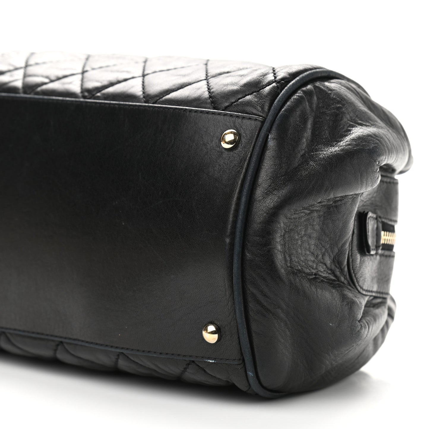 Distressed Lambskin Lady Braid Bowler Black