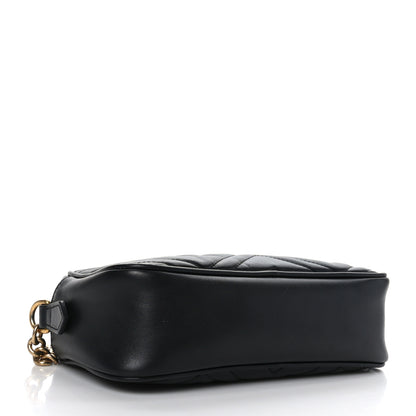 Gucci Calfskin Matelasse Small GG Marmont Chain Shoulder Bag Black 4 of 9