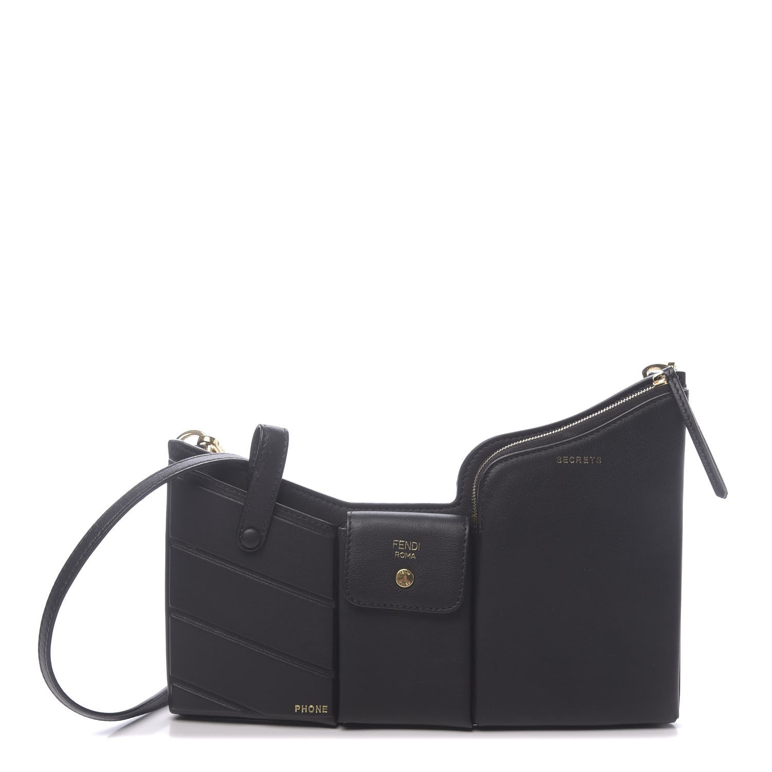 Fendi Vitello Grace 3 Pocket Mini Crossbody Bag Matte Black 1 of 12