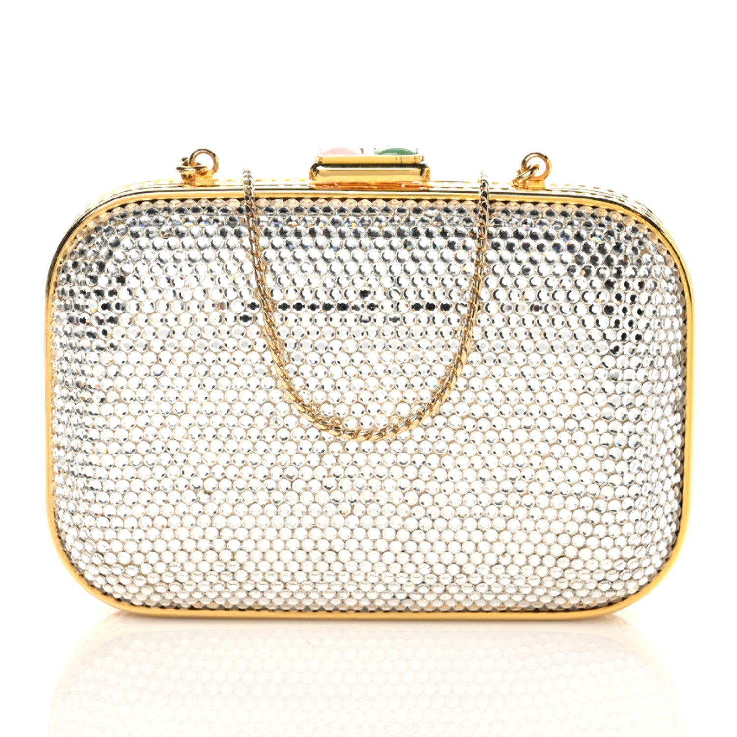 Judith Leiber Swarovski Crystal Minaudiere Clutch Gold 1 of 9