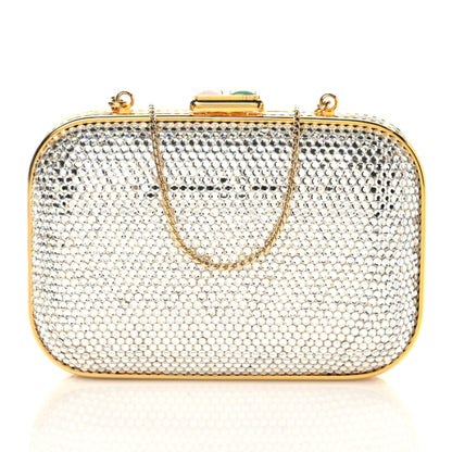 Judith Leiber Swarovski Crystal Minaudiere Clutch Gold 1 of 9