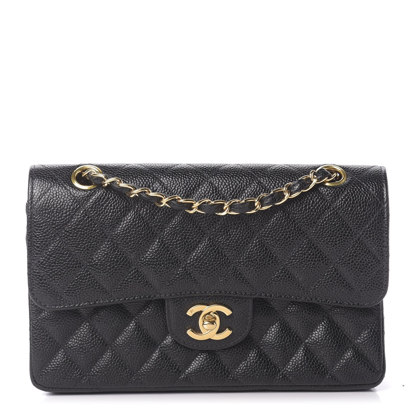 Caviar Quilted Small Double Flap Black