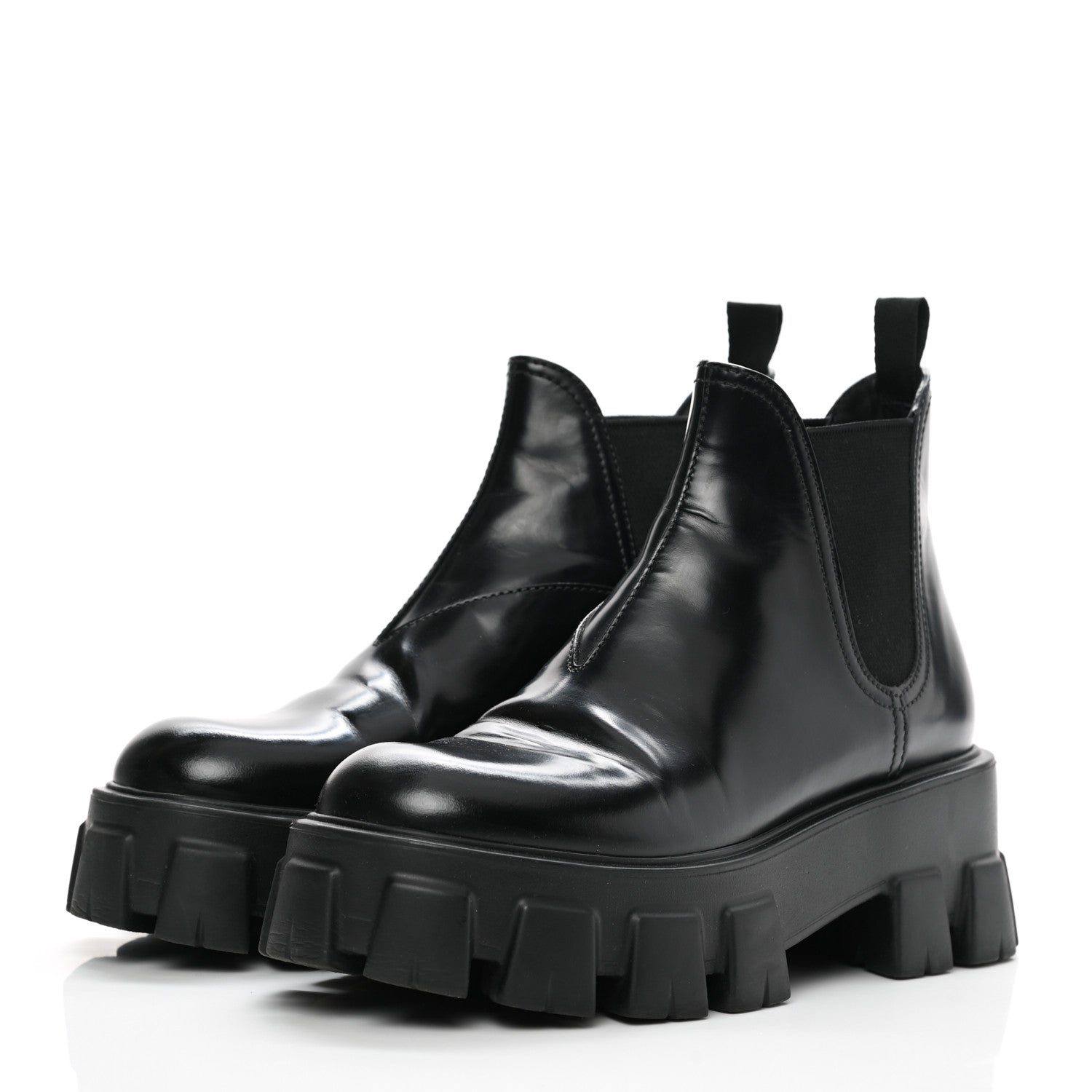 Prada Spazzolato Rois Monolith Chelsea 55mm Ankle Boots 36.5 Black 3 of 8