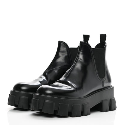 Prada Spazzolato Rois Monolith Chelsea 55mm Ankle Boots 36.5 Black 3 of 8