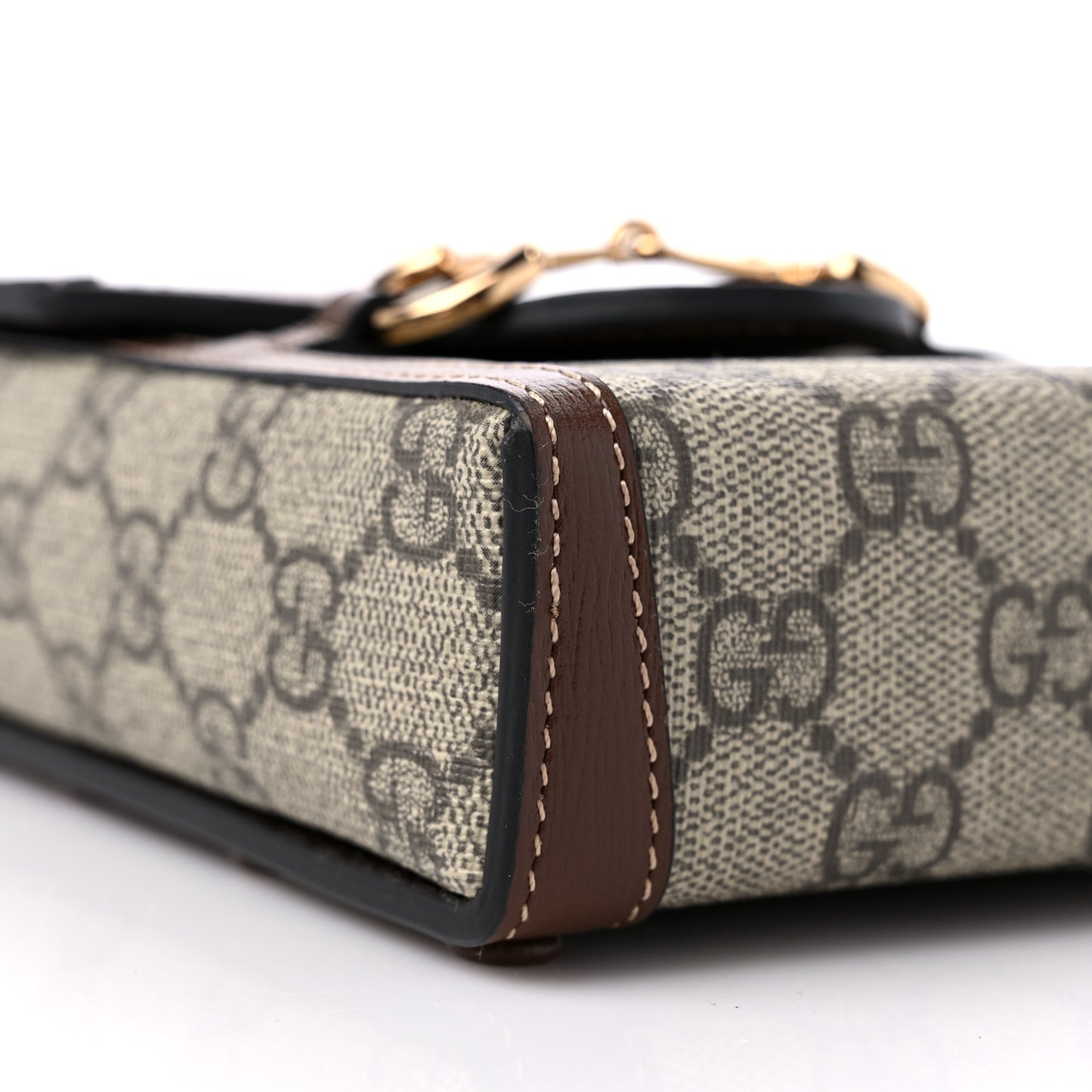 GG Supreme Monogram Mini Horsebit 1955 Crossbody Bag Beige Brown Sugar