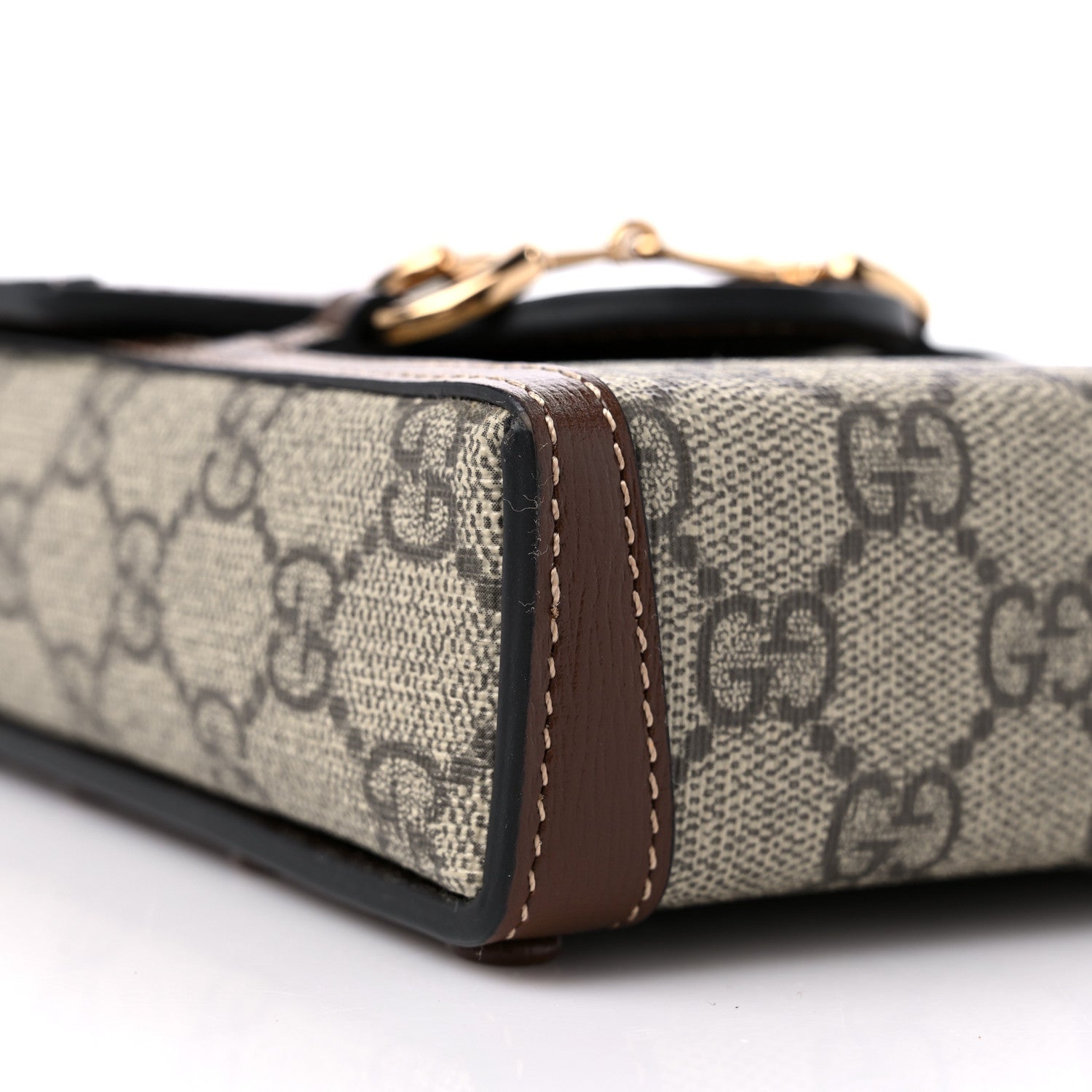 Gucci GG Supreme Monogram Mini Horsebit 1955 Crossbody Bag Beige Brown Sugar 7 of 11