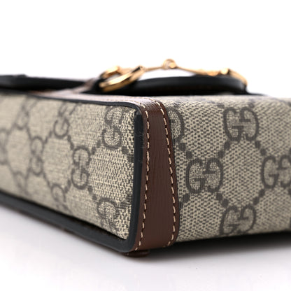 Gucci GG Supreme Monogram Mini Horsebit 1955 Crossbody Bag Beige Brown Sugar 7 of 11
