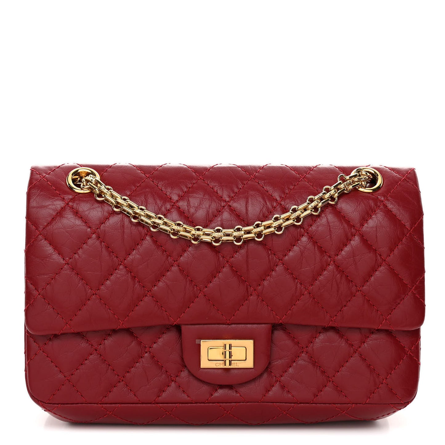 Aged Calfskin Quilted 2.55 Reissue 225 Flap Red
