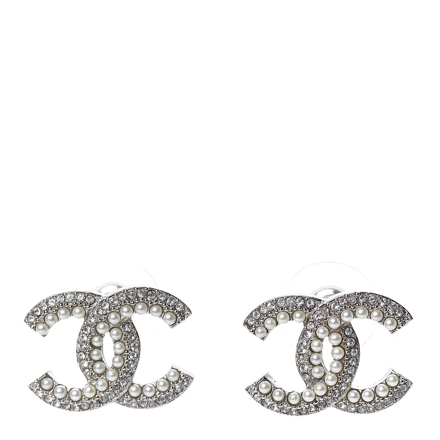 Pearl Crystal CC Snow Palace Earrings Silver