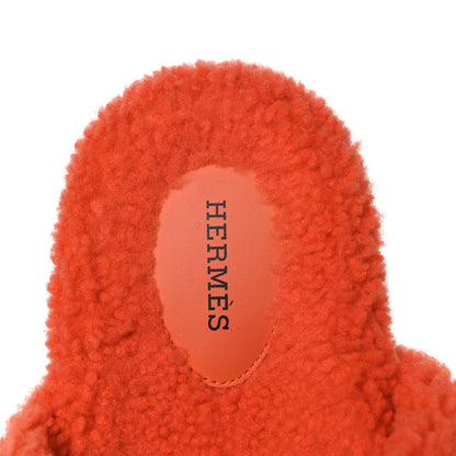 Hermes Woolskin Womens Chypre Sandals 39 Orange 7 of 8