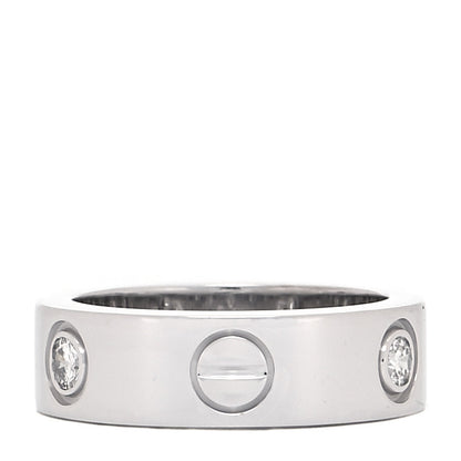Cartier 18K White Gold 3 Diamond 5.5mm LOVE Ring 48 4.5 3 of 5