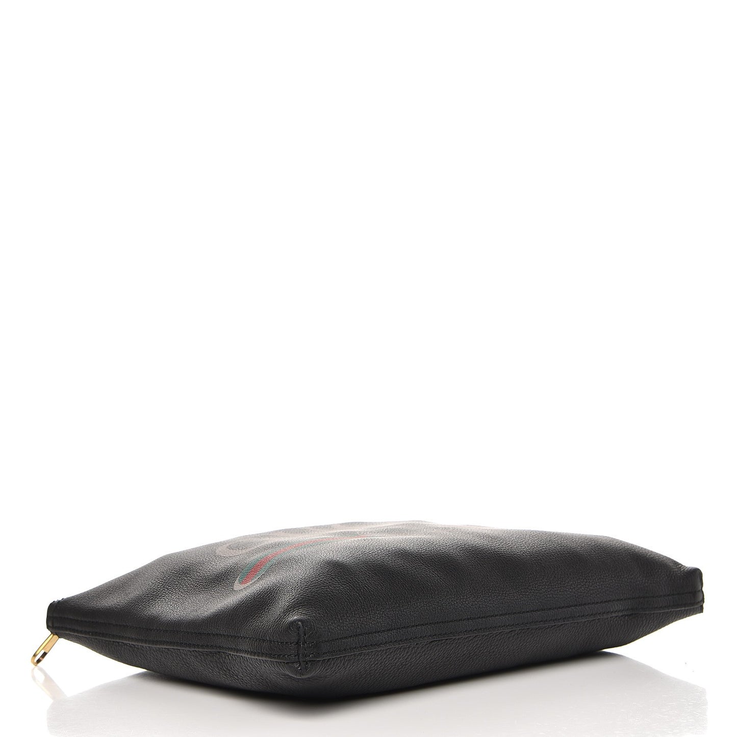 Pebbled Calfskin Medium Logo Portfolio Clutch Black