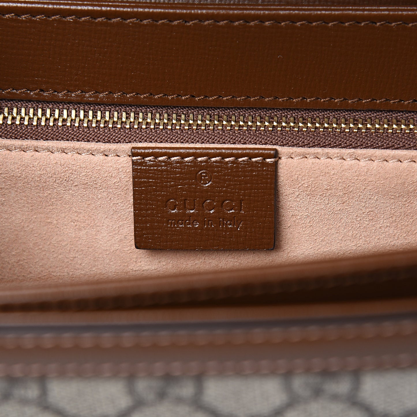 GG Supreme Monogram Horsebit 1955 Shoulder Bag Beige Brown Sugar