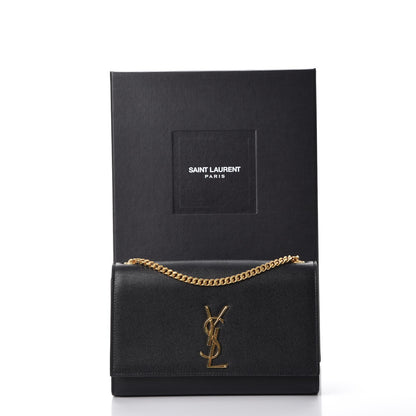 Saint Laurent Grain De Poudre Medium Classic Monogram Kate Satchel Black 11 of 11