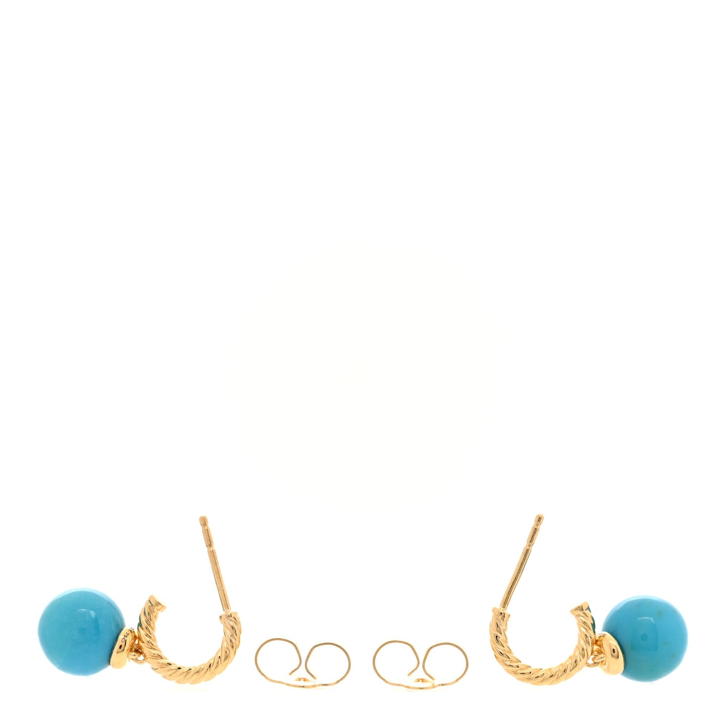 18K Yellow Gold Turquoise 9mm Solari Hoop Earrings