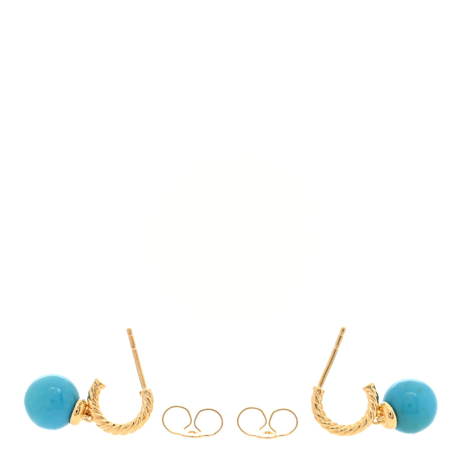 David Yurman 18K Yellow Gold Turquoise 9mm Solari Hoop Earrings 3 of 4