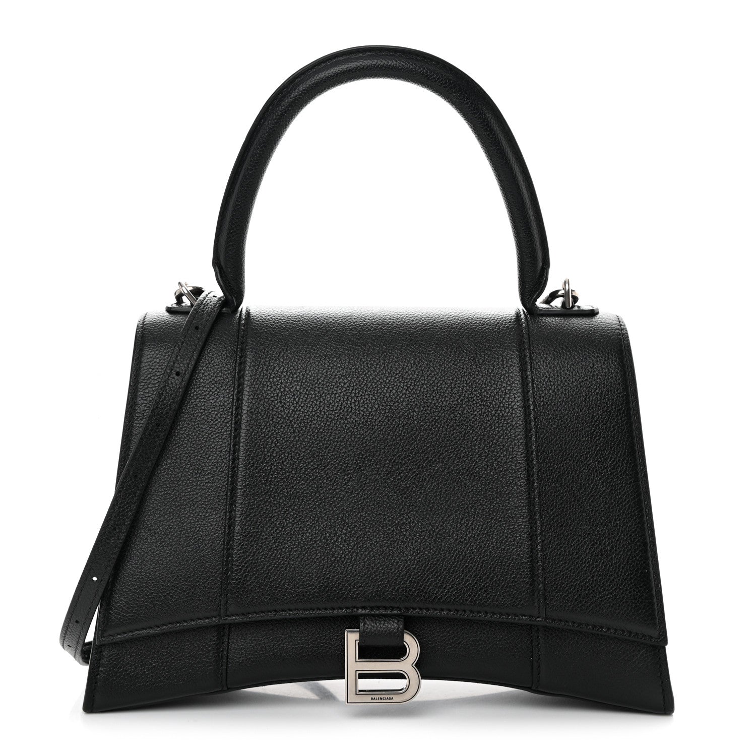 Balenciaga Grained Calfskin Medium Hourglass Top Handle Bag Black 1 of 19