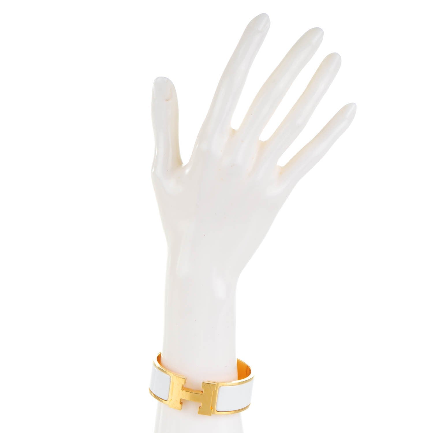 Hermes Enamel Wide Clic Clac H Bracelet PM White 2 of 8