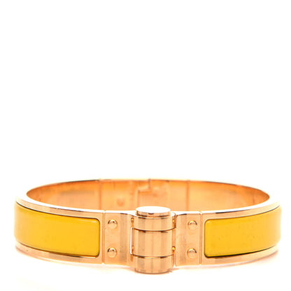 Hermes Enamel Charniere Uni Narrow Hinged Bracelet S Jaune Soleil 1 of 5