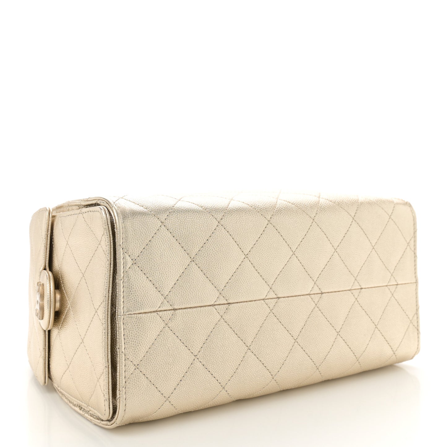 Metallic Caviar Quilted Small Chanel 25 Handbag Gold