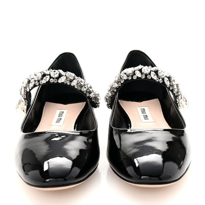 Miu Miu Patent Crystal Mary Jane Flats 36.5 Black 3 of 9