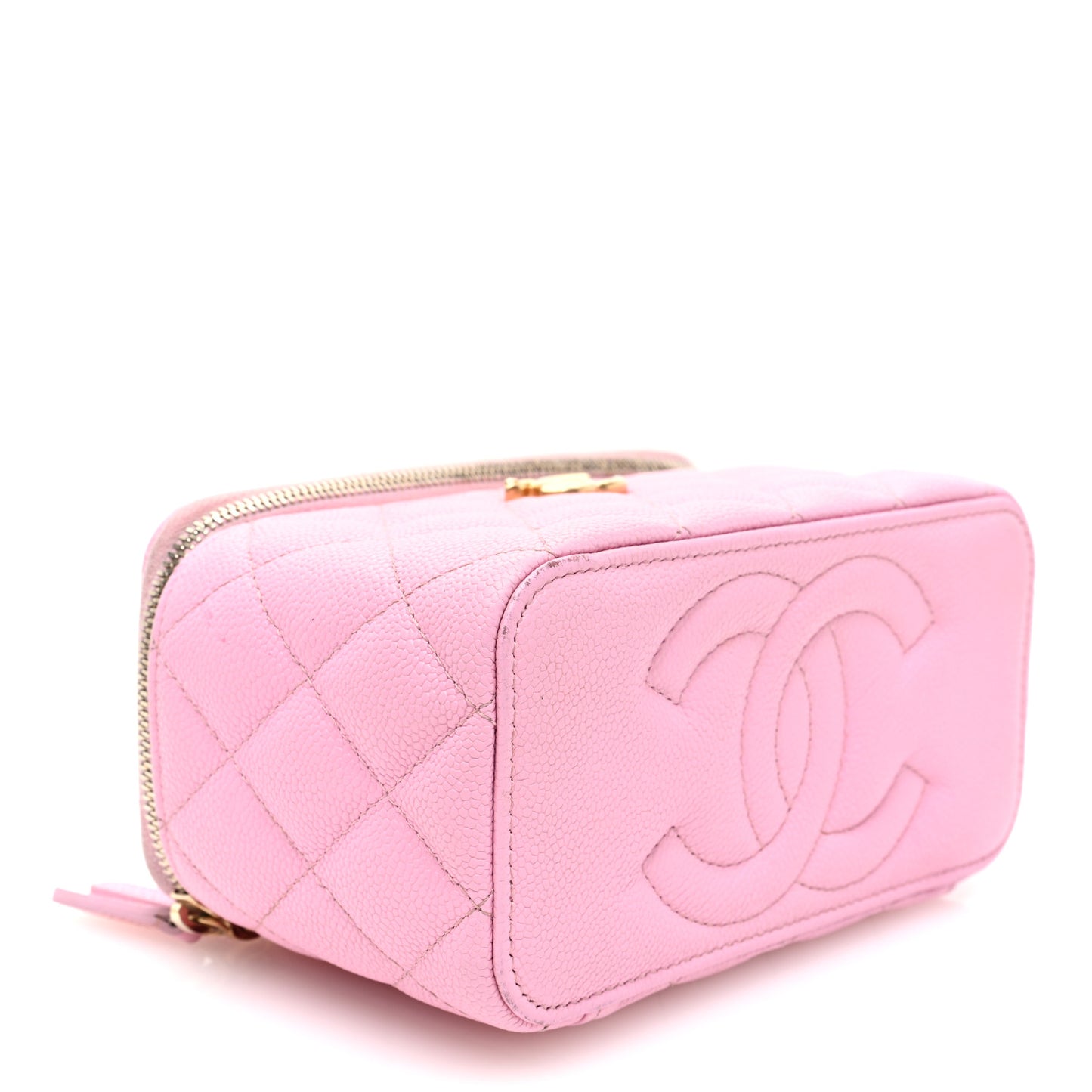 Caviar Quilted Sweetheart Vanity Case Pink