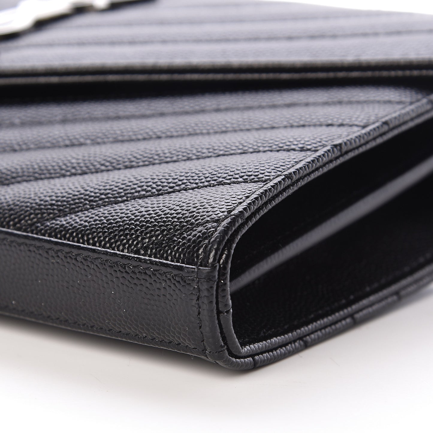 Grain De Poudre Matelasse Chevron Monogram Chain Wallet Black
