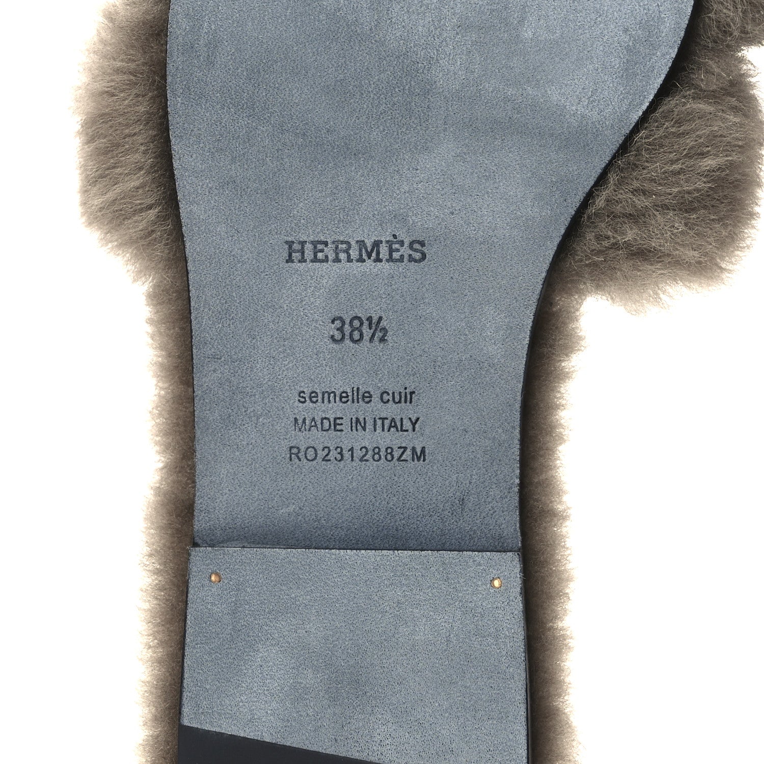 Hermes Woolskin Oran Sandals 38.5 Etoupe 8 of 9