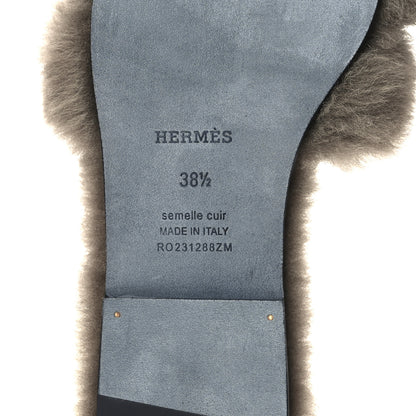 Hermes Woolskin Oran Sandals 38.5 Etoupe 8 of 9