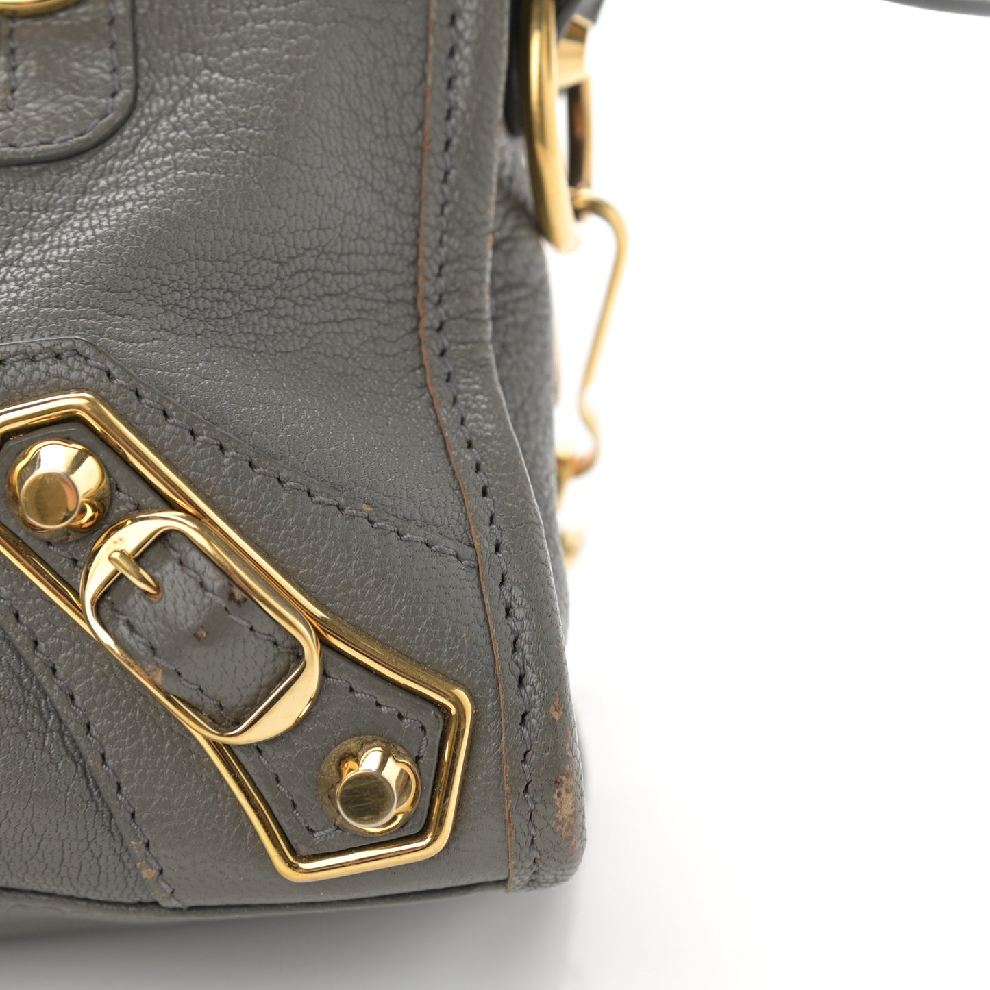 Chevre Gold Metallic Edge Hardware Mini City Gris Acier