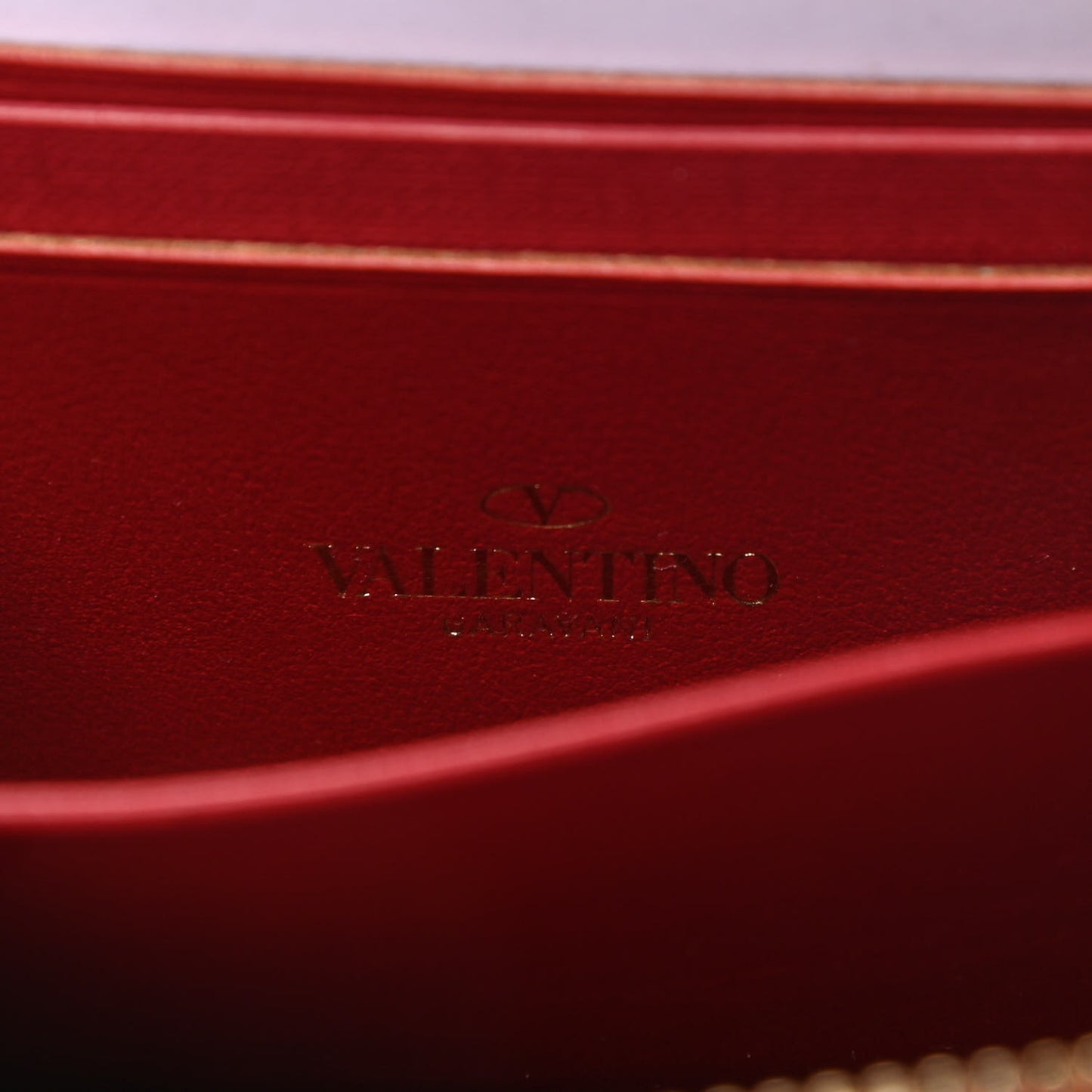 Calfskin Rockstud Zip Around Coin Case Card Holder Rosso Valentino