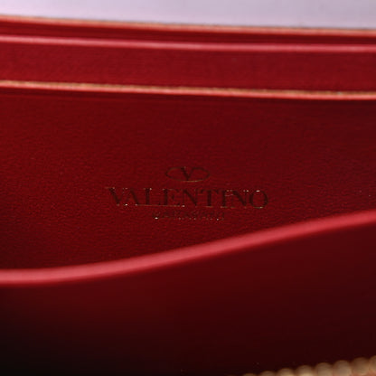 Valentino Garavani Calfskin Rockstud Zip Around Coin Case Card Holder Rosso Valentino 6 of 7