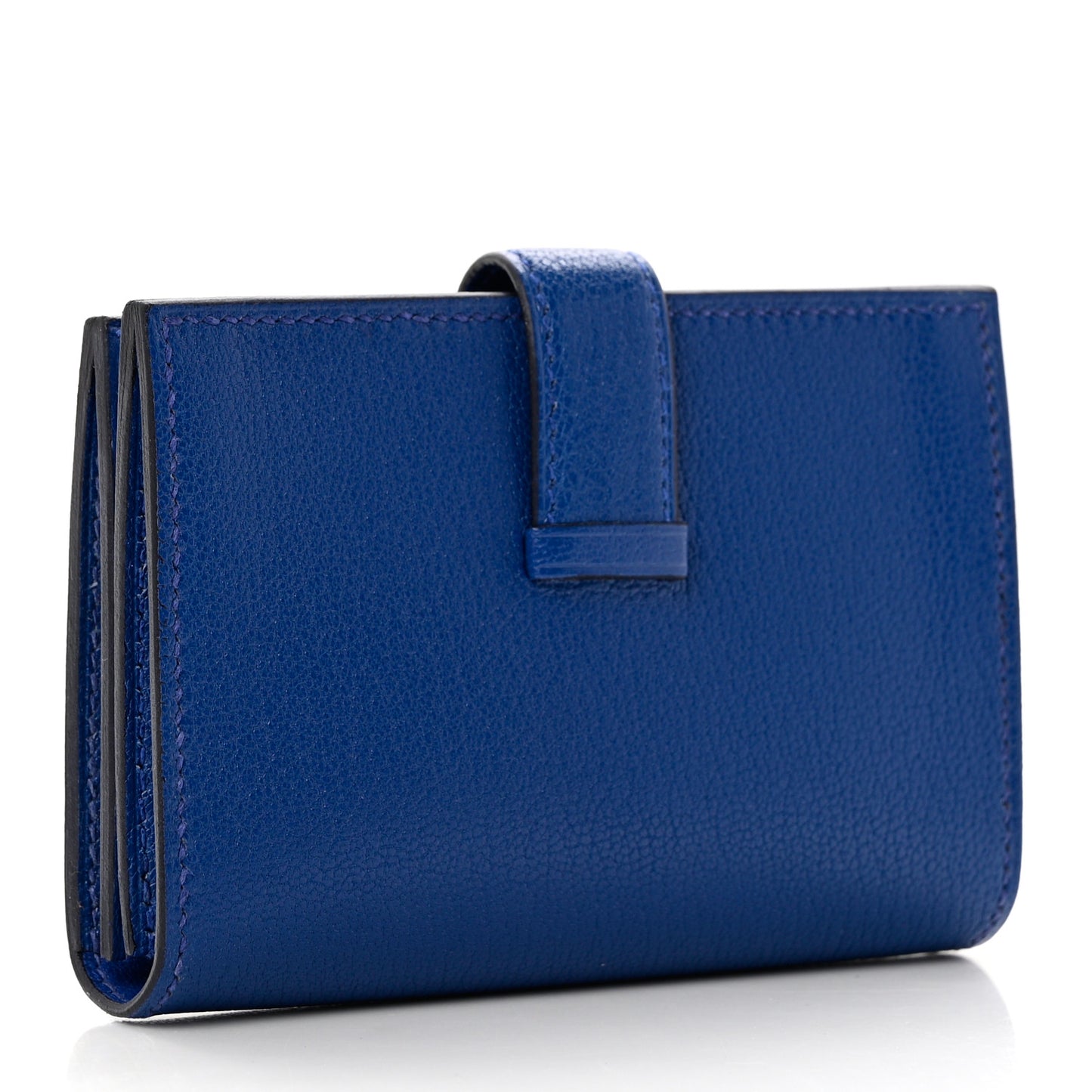 Chevre Mysore Bearn Card Holder Wallet Bleu Royal