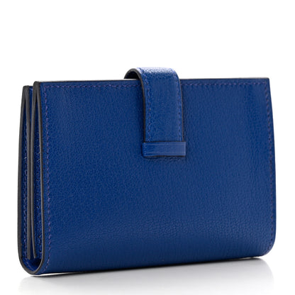 Hermes Chevre Mysore Bearn Card Holder Wallet Bleu Royal 3 of 7