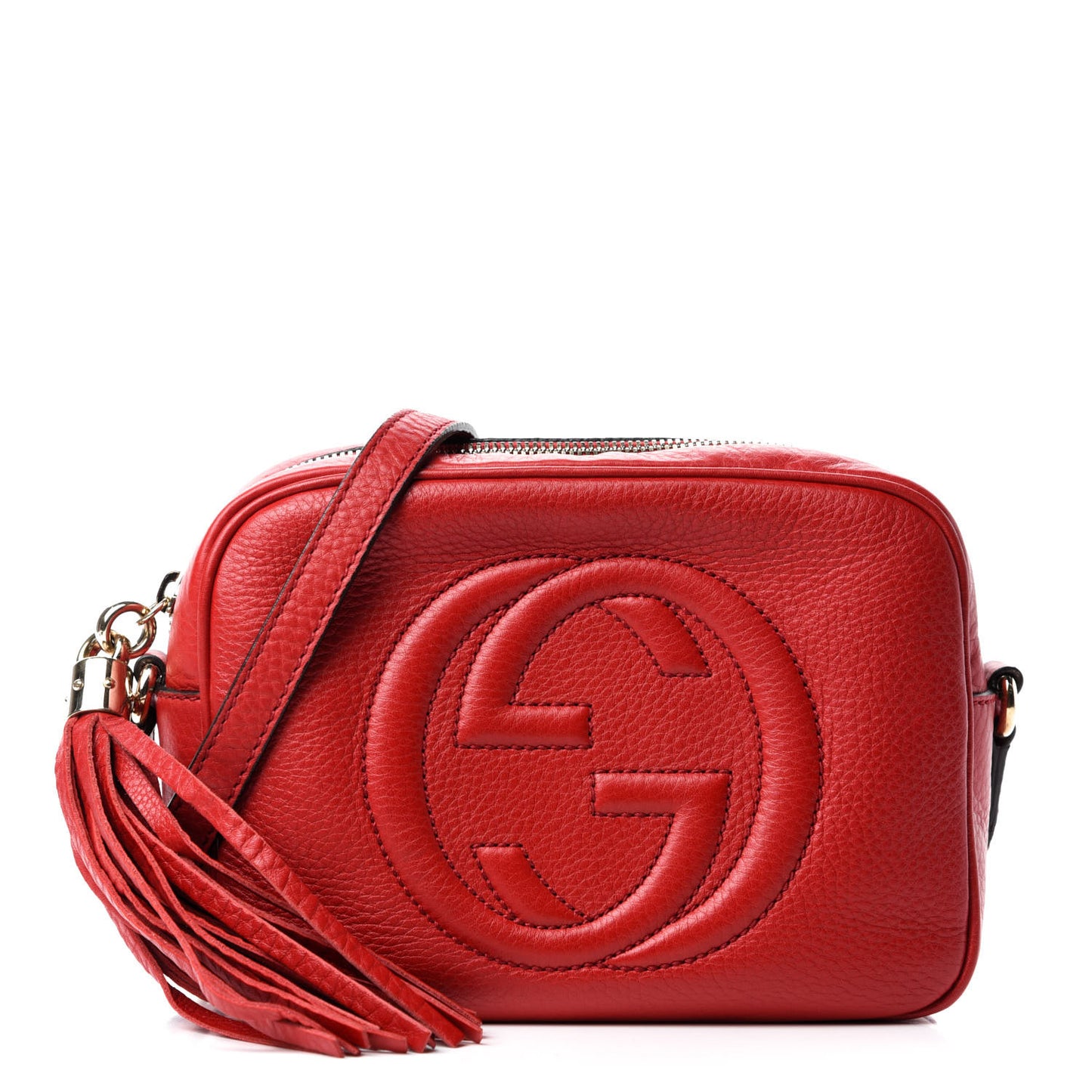 Pebbled Calfskin Small Soho Disco Bag Vibrant Red