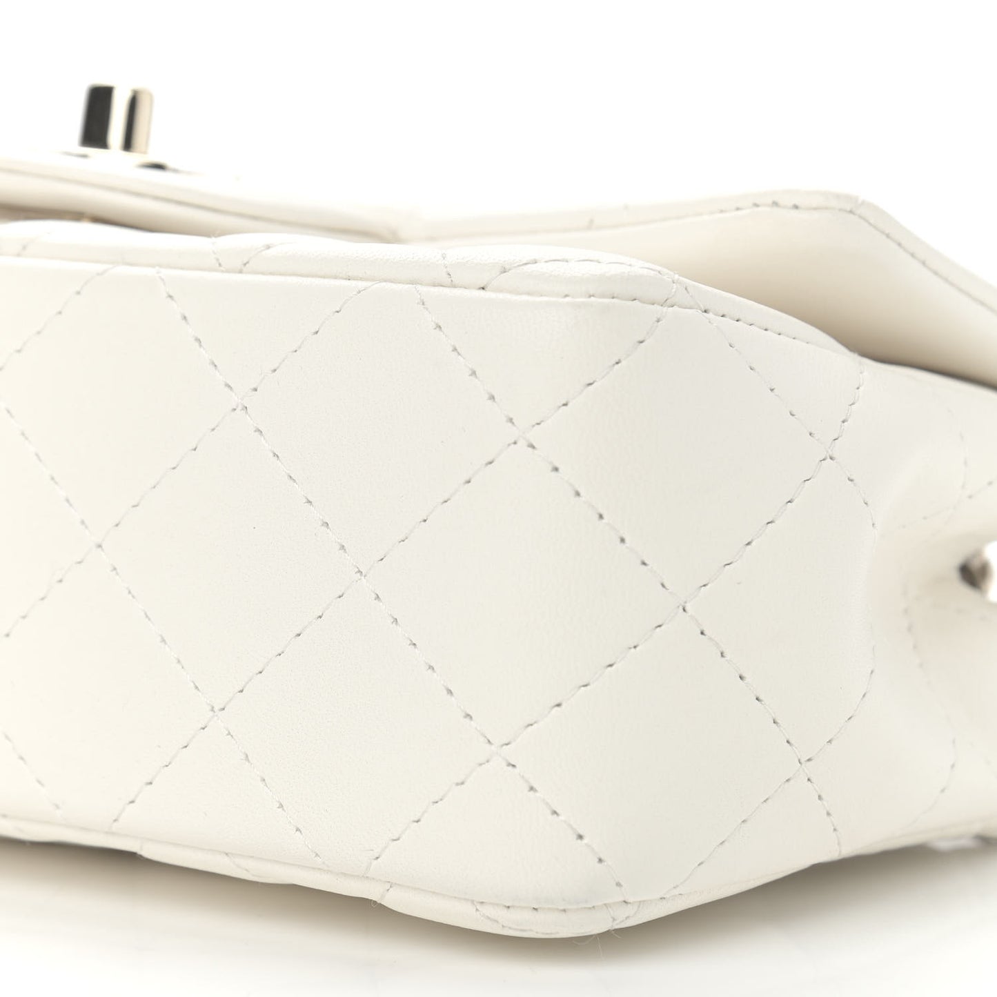 Lambskin Quilted Mini Rectangular Flap White