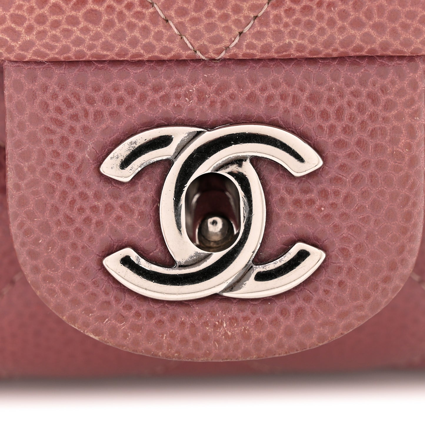 Caviar Quilted Clutch With Chain Flap Purple