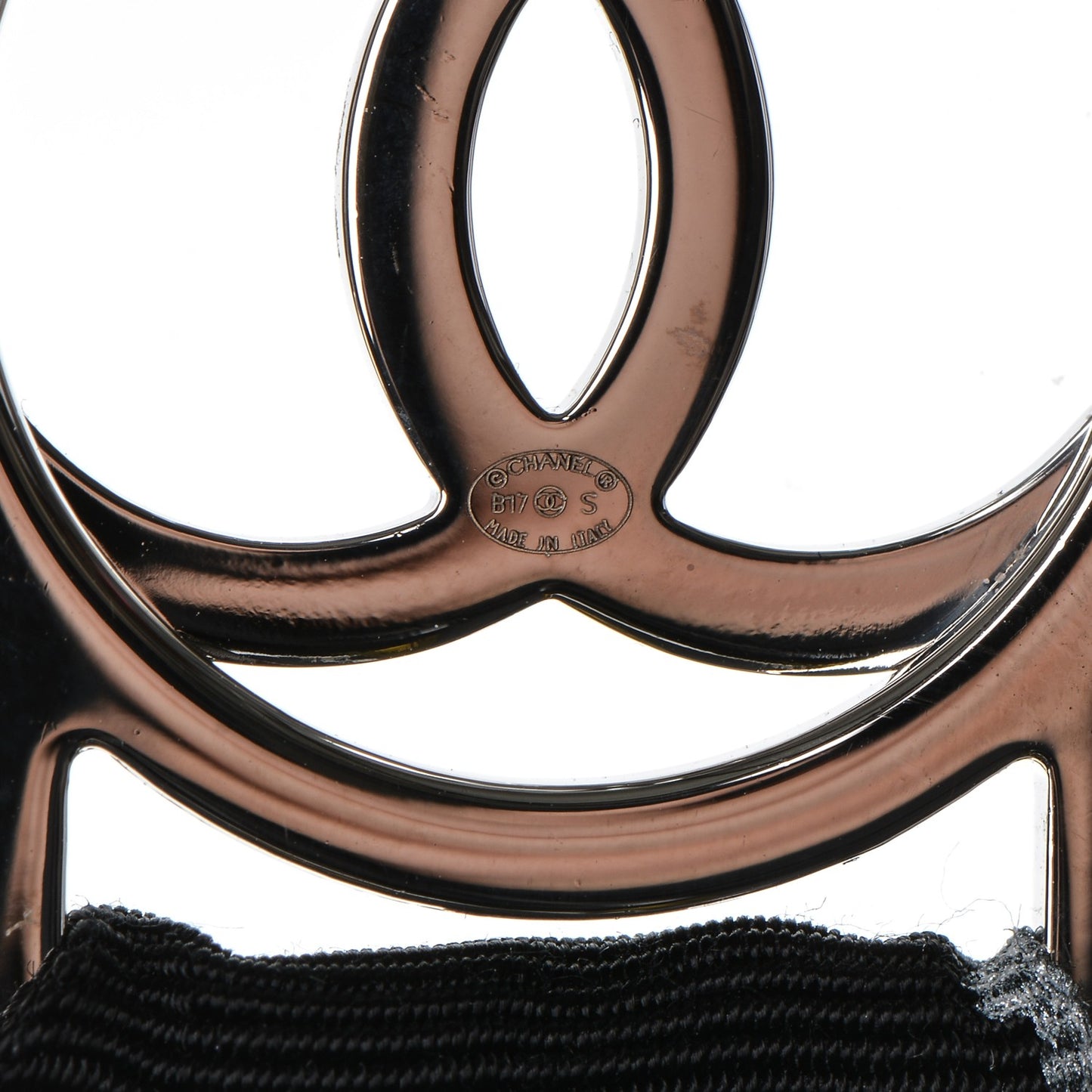 Crystal CC Lanyard Necklace Black Silver
