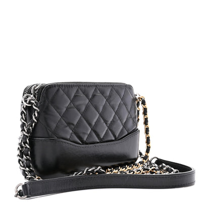 Chanel Aged Calfskin Quilted Small Gabrielle Clutch With Chain Black 3 of 13