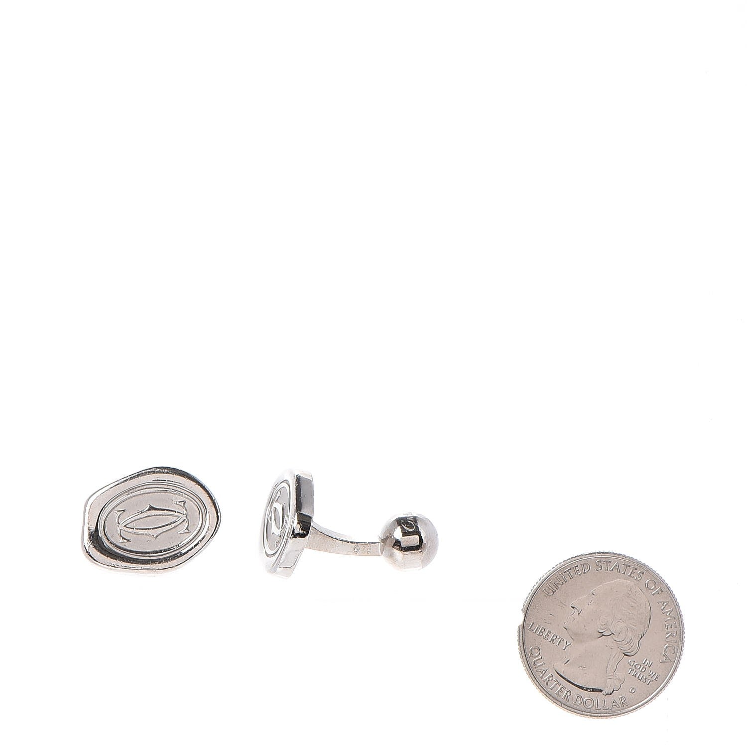Cartier Sterling Silver Palladium Finish Wax Seal Motif Cufflinks 2 of 7