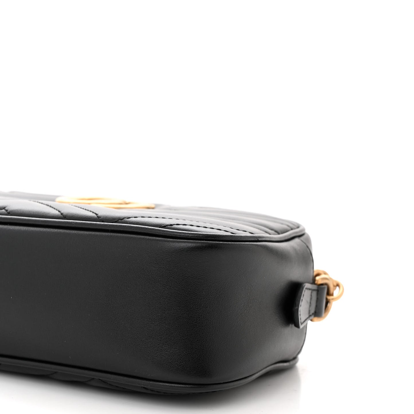 Calfskin Matelasse Small GG Marmont Chain Shoulder Bag Black