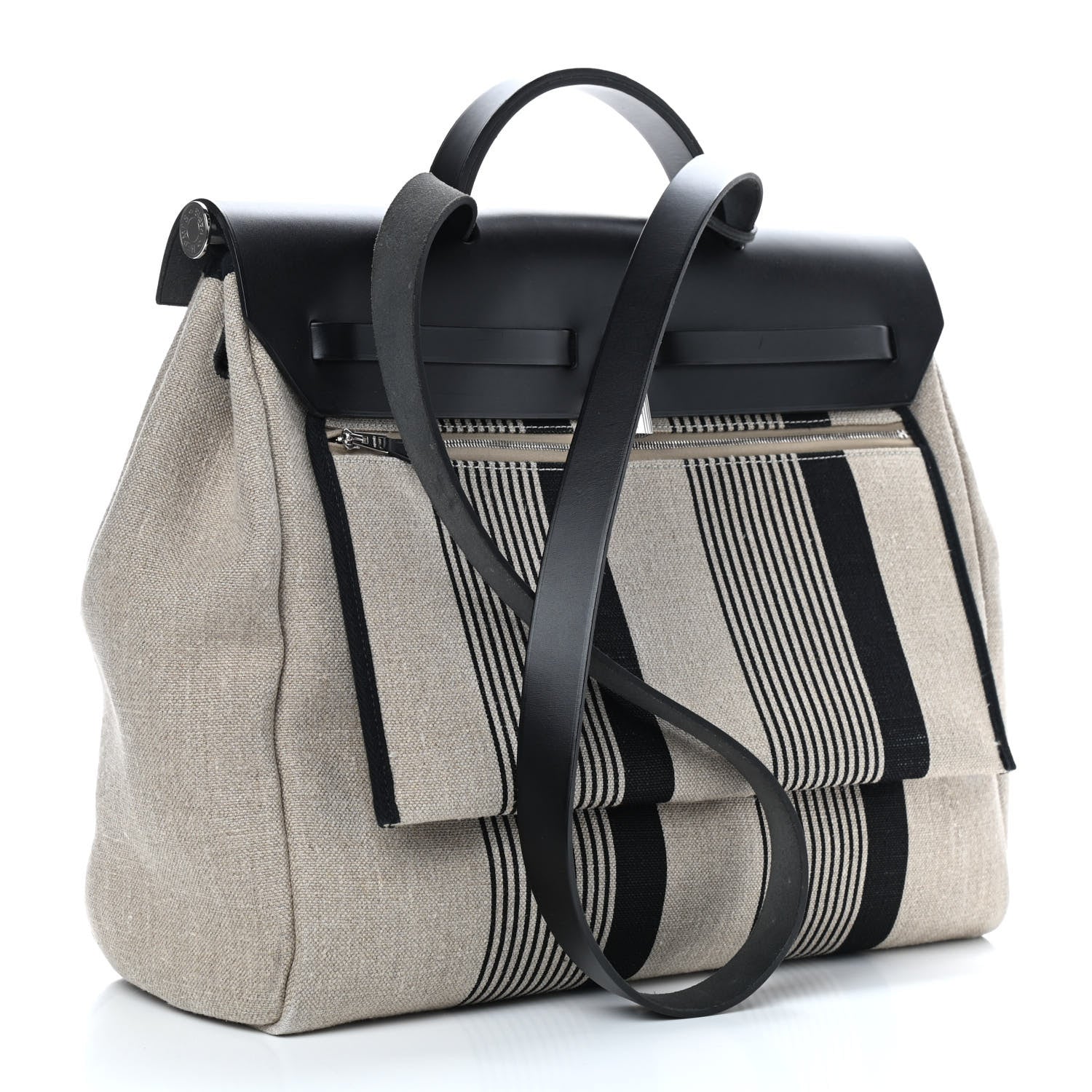 Hermes Vache Hunter Toile H Vibration Herbag Zip 39 MM Ecru Black White 2 of 13