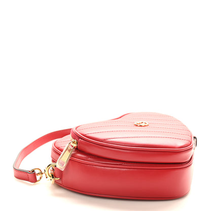 Gucci Calfskin Matelasse Diagonal Mini Interlocking G Heart Shoulder Bag Hibiscus Red 4 of 11